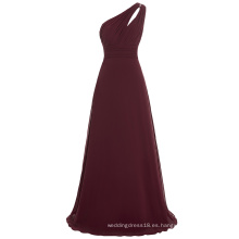 Starzz un hombro de gasa de vino rojo largo vestido de dama de honor simplemente ST000071-4